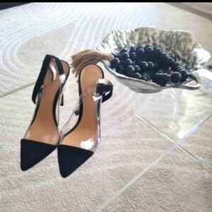 GIANVITO ROSSI pumps, 6.5. Black/clear